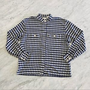 Vintage Liz Claiborne navy & white houndstooth top size 10 medium